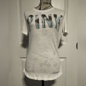 Victoria's Secret White Tee with Blue PINK Logo